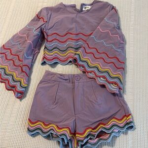 Lola + The Boys Purple Rainbow Kids Matching Set